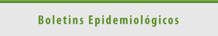 Botão cinza, com tarja fina verde superior e texto Boletins Epidemiológicos escrito em verde centralizado.
