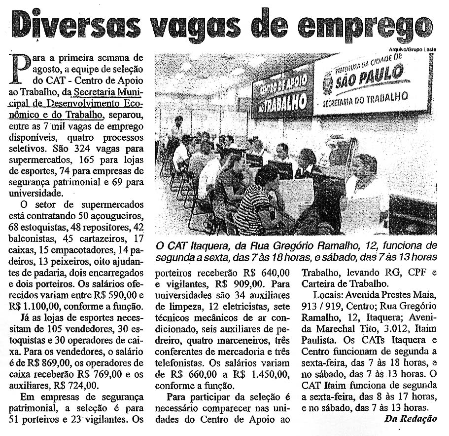 CLIPPING DO DIA 11 DE AGOSTO Secretaria Municipal De Desenvolvimento