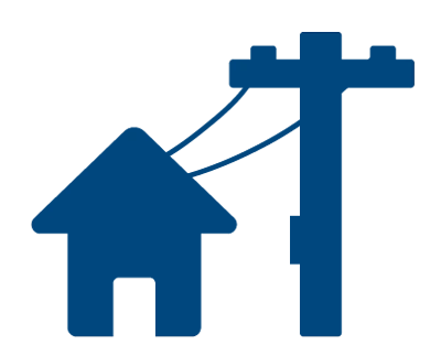 Desenho de uma casa ligada a um poste