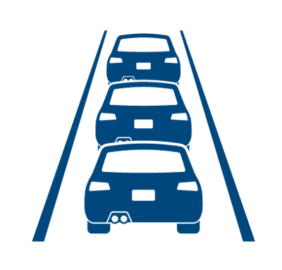 Desenho de um veículos em fileira de cor azul