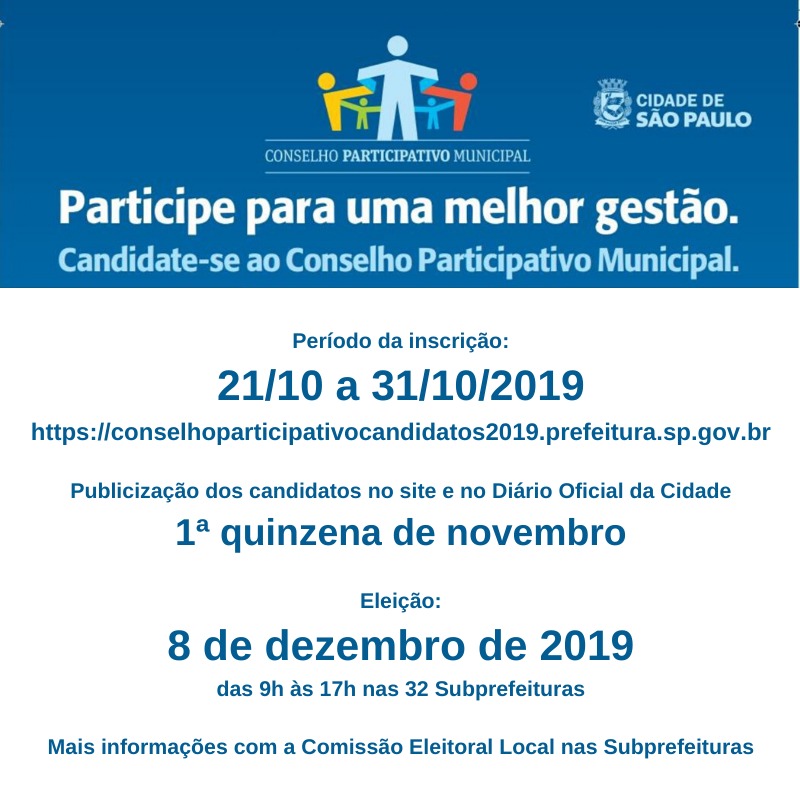 Candidate-se ao Conselho Participativo Municipal