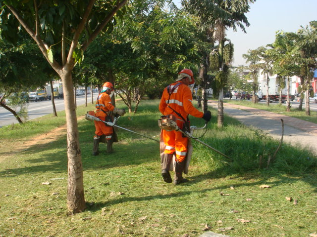 Equipes da Subprefeitura realizando serviços na via