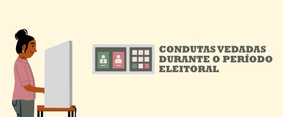 Figura de Uma Mulher votando na cabine de votação - Dizers: Condutas Vedadas durante o Período Eleitoral