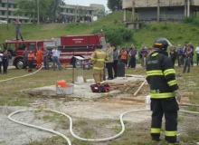 Houve simulação de incendio para os treinandos