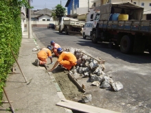Reforma de guias e sarjetas na Rua da Virgem no bairro do Jaçanã