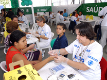 A saúde terá grande atenção na Ação Global 2011, com testes de glicemia, pressão arterial, entre outros.