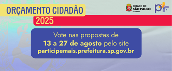 Imagem colorida com informação sobre a votação do Orçamento Cidadão 2025