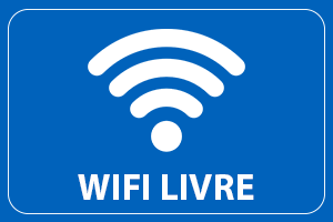 Ilustração com sinal de torre de transmissão de wi-fi. Abaixo a escrita: PROGRAMA WI-FI LIVRE