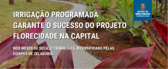 Irrigação programada do programa florecidade na cidade de São Paulo