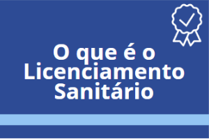 Fundo azul, título branco, simbolo de certificado