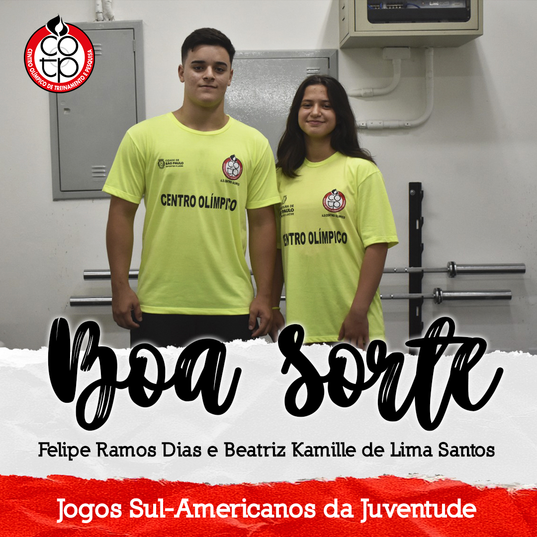 Na imagem, os atletas Felipe Dias e  Beatriz Kamille.