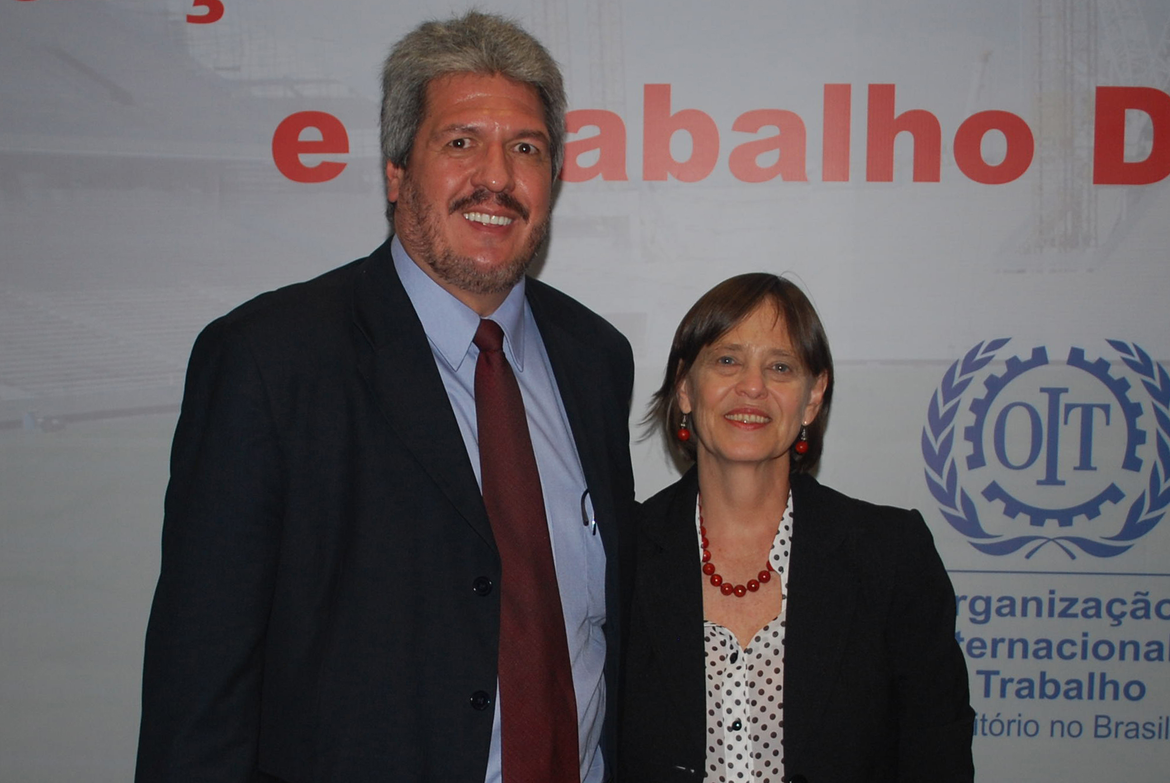Coordenador do Trabalho Robson Thomaz e diretora da OIT no Brasil, Laís Abramo.