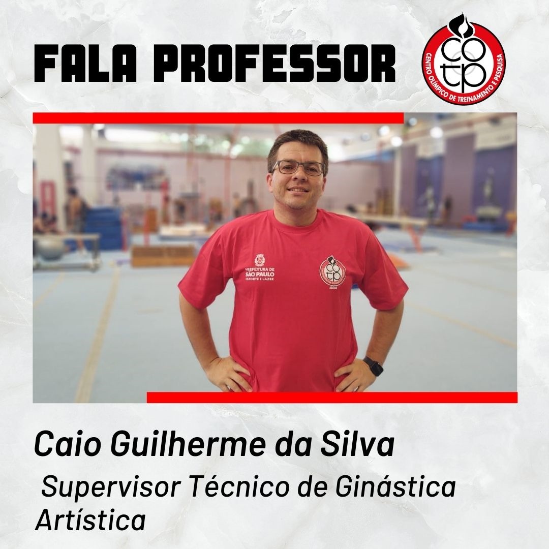 Na imagem, Caio Guilherme da Silva, o supervisor técnico de ginástica artística, dentro do ginásio do Centro Olímpico.