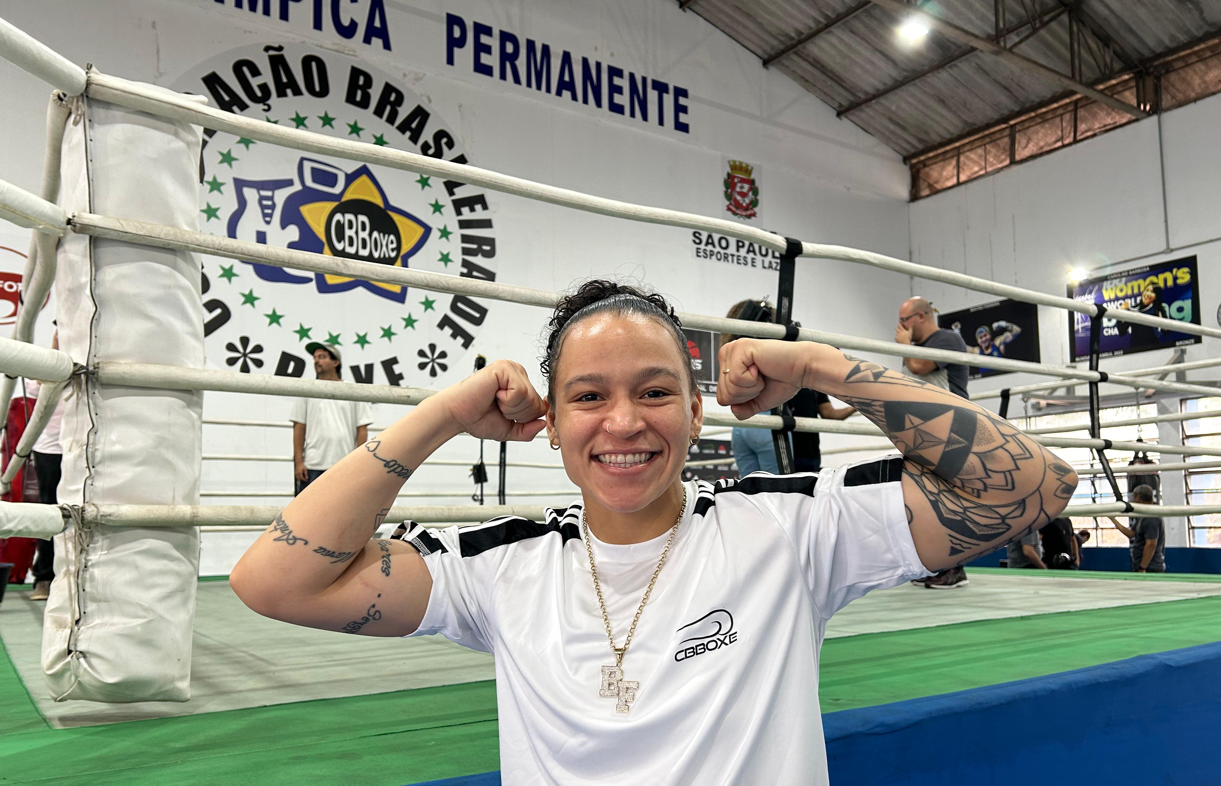 Na imagem, atleta de boxe Beatriz Ferreira, no Centro Esportivo Santo Amaro.