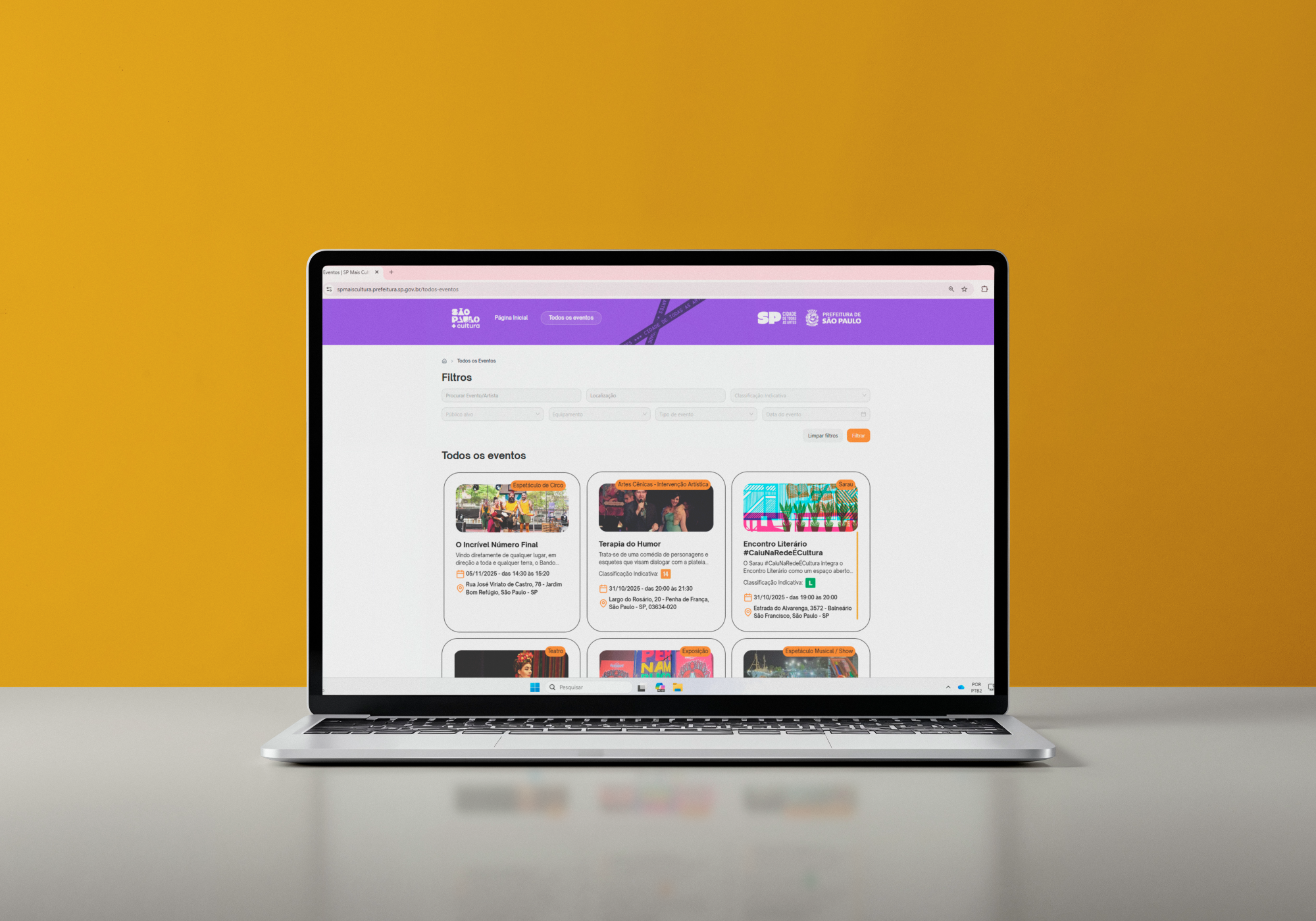 Página inicial do site “São Paulo +Cultura”