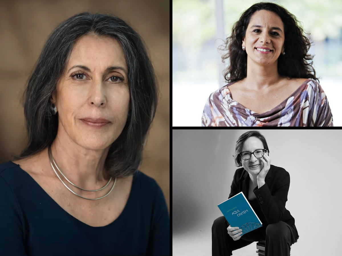 Autoras Silvana Tavano (esquerda), Liniane Haag Brum (superior direita) e Lúcia Nascimento (inferior direita) se encontram com leitores e interessados nas bibliotecas públicas municipais (Foto: Reprodução/Redes Sociais)