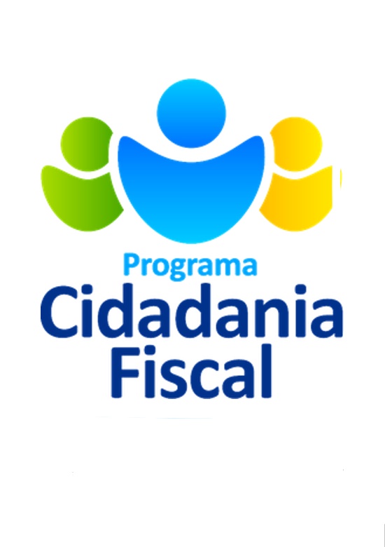 3 figuras representando formas humanas com os dizeres Programa Cidadania Fiscal