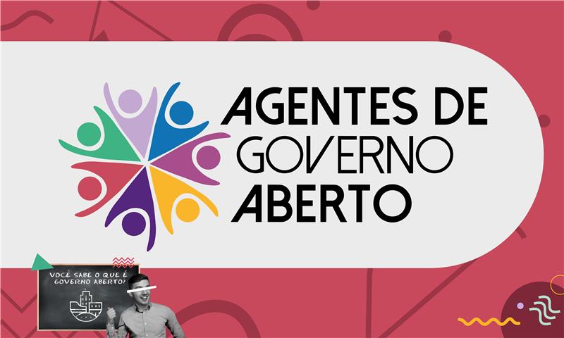 várias silhuetas coloridas de pessoas e a mensagem Agentes de Governo aberto em preto