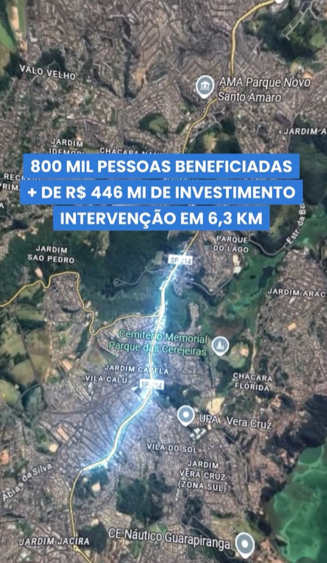 Arte sobre a obra na Estrada do M'Boi Mirim