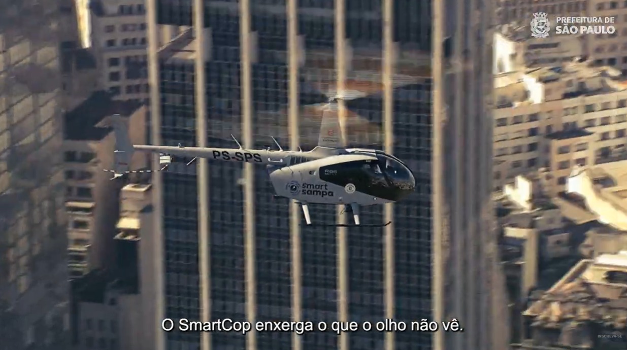 Prefeitura lança SmartCop, helicóptero equipado com câmera de alta precisão para reconhecimento facial e alcance de 40 km