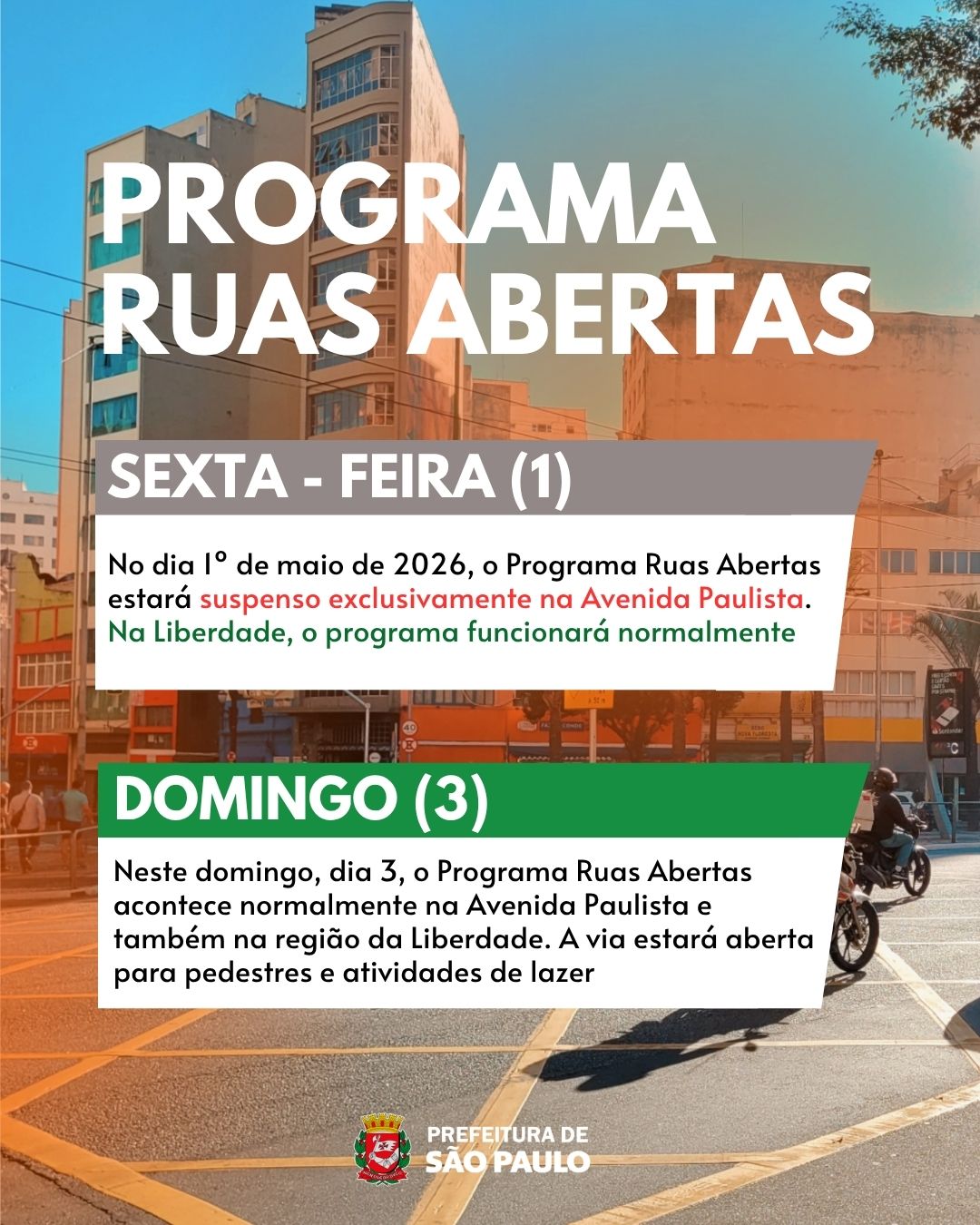 Confira a programação do Ruas Abertas neste feriado e domingo ...