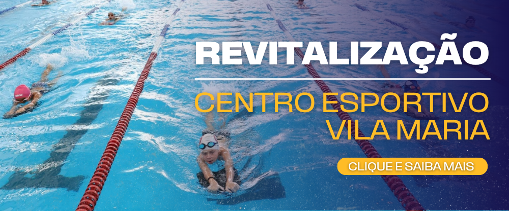 Na imagem, banner divulgando a entrega do Centro Esportivo Vila Maria.