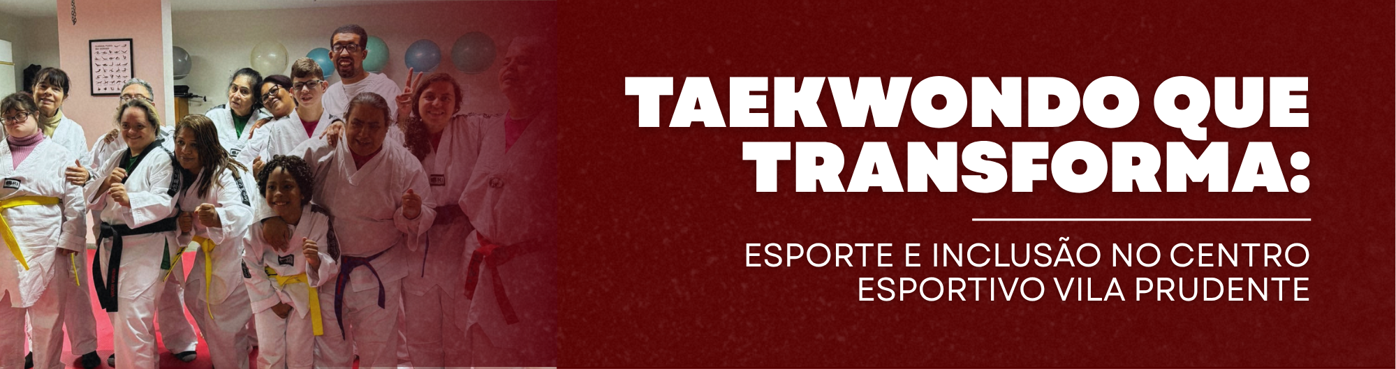 Na imagem, arte ilustrativa com foto do atletas de taekwondo, com título e linha fina do texto.