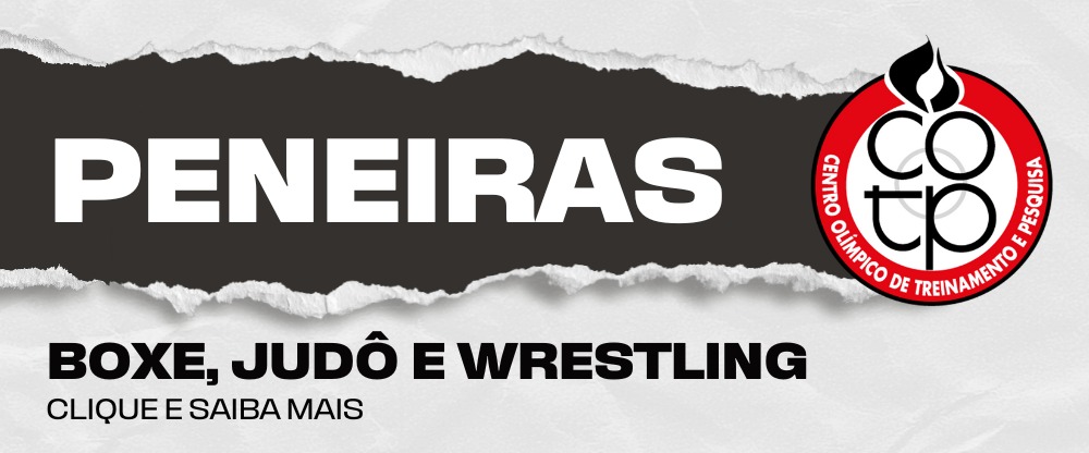 Na imagem, divulgação das peneiras de boxe, judô e taekwondo do Centro Olímpico de Treinamento e Pesquisa.