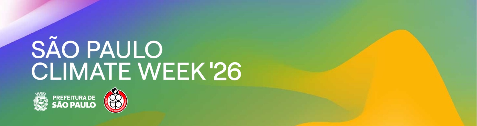 No banner, arte sobre SP Climate Week.
