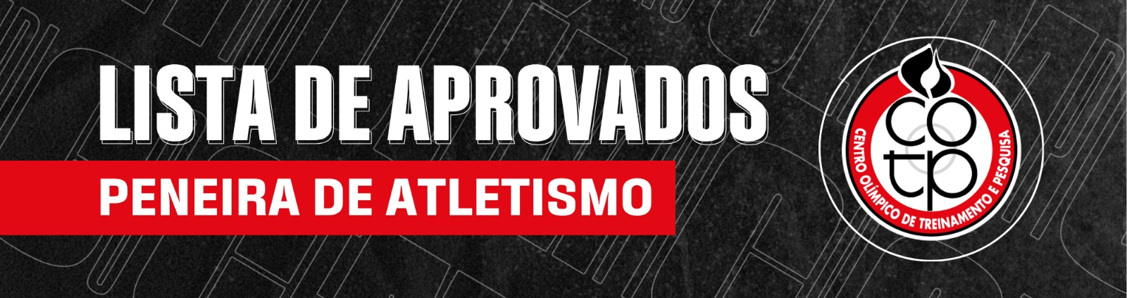 Na imagem, arte sobre a lista de aprovados na peneira de atletismo.