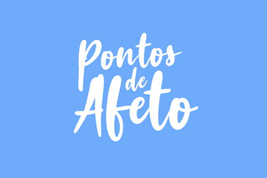 Arte com fundo azul e o logo do projeto Pontos de Afeto no centro.