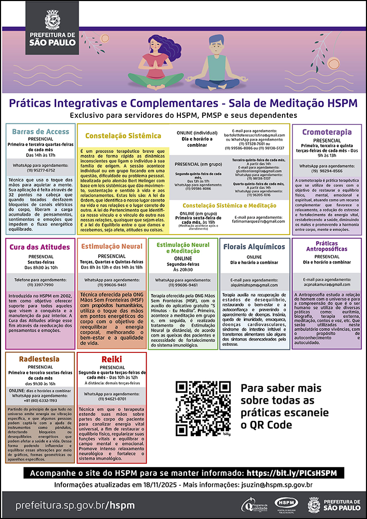 Programação Práticas Integrativas e Complementares de Saúde. As informações do cartaz estão descritas abaixo