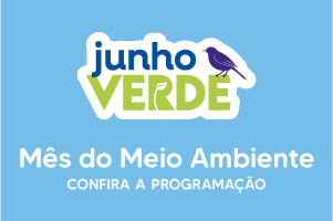 Imagem com fundo azul claro. No centro, há um logotipo com as palavras 