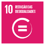 A imagem mostra o ícone da ODS 10 “redução das desigualdades”, representada por um símbolo rosa, com o símbolo de igual dentro de um círculo