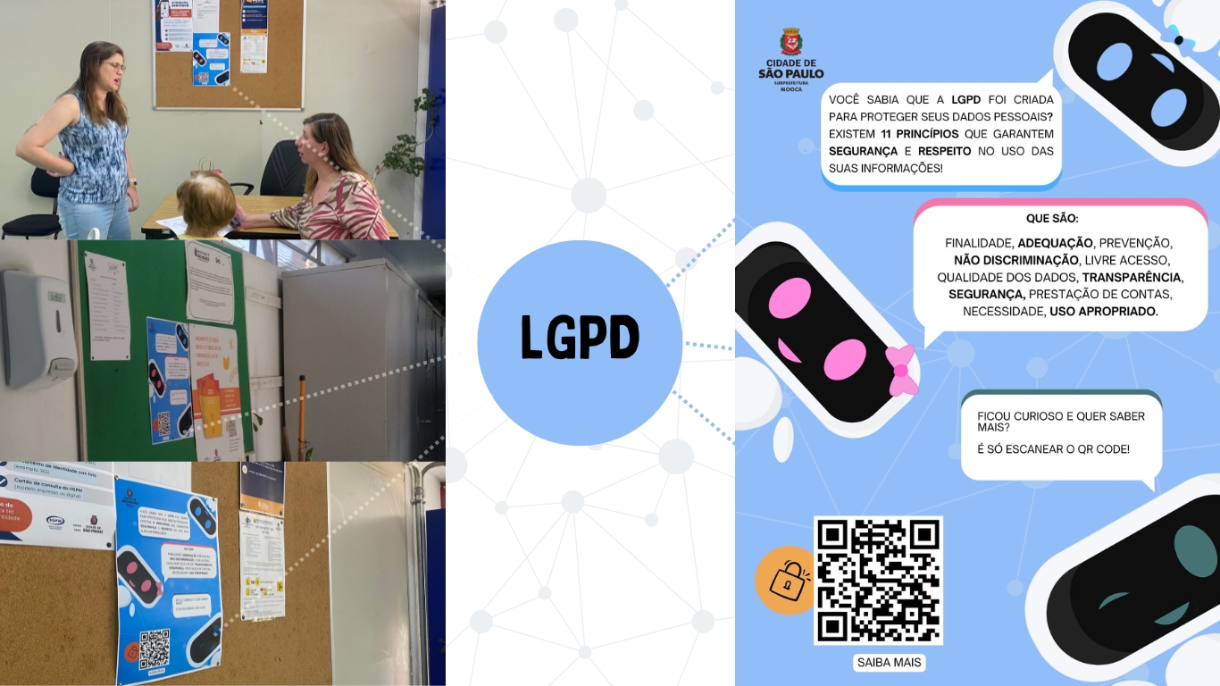 Os banners com informações sobre a LGPD foram fixados em diversas áreas da administração pública. Crédito: Subprefeitura Mooca.