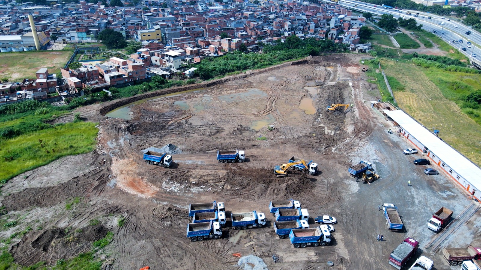 Imagem aérea do novo reservatório do Córrego Lapenna
