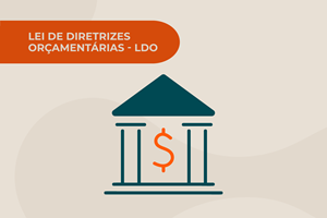 Prédio com colunas e símbolo de dinheiro, representando a lei que define as diretrizes do orçamento.