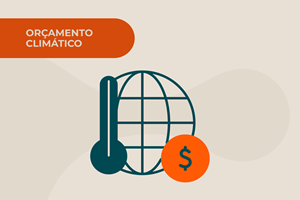Globo, termômetro e moeda com símbolo de dinheiro, representando recursos destinados às ações contra mudanças climáticas