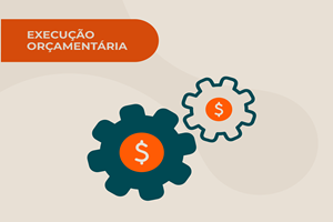 Duas engrenagens com símbolo de dinheiro, mostrando como o orçamento é colocado em prática.