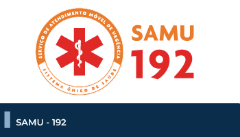 A imagem mostra o logo do Serviço de Atendimento Móvel de Urgência - SAMU