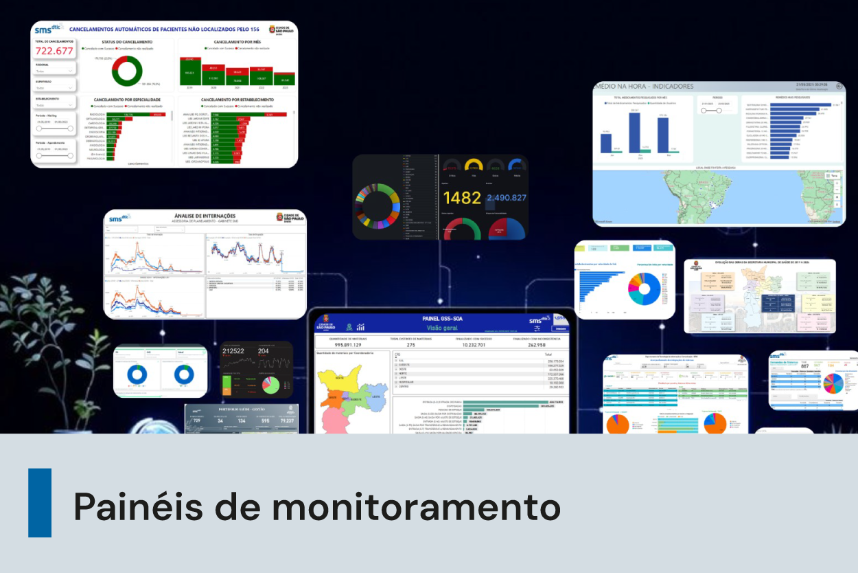 A imagem mostra um computador com gráficos ao redor. Abaixo, uma faixa com o texto 