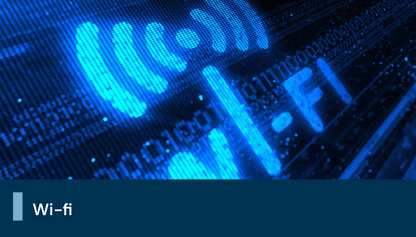 A imagem possui um fundo azul com o símbolo de Wi-fi. 