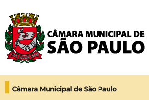 Pra cego ver: A imagem mostra o logo da Câmara Municipal de São Paulo e o texto ao lado. Abaixo, uma faixa com o texto 