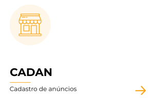 Em fundo branco, o card apresenta na parte superior esquerda o ícone de uma fachada de loja com toldo, desenhado em linhas alaranjadas sobre um círculo bege claro. Abaixo do ícone, destaca-se a palavra 