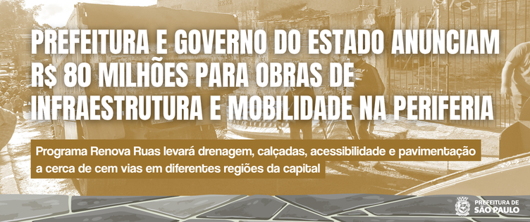 A imagem horizontal possui um filtro de tom sépia ou ocre, mostrando ao fundo uma foto de uma rua com uma cena de obras urbanas, onde é possível ver a traseira de um caminhão de carga e algumas pessoas trabalhando próximas a um portão de ferro. No centro da imagem, em letras maiúsculas grandes e brancas, destaca-se o título: 